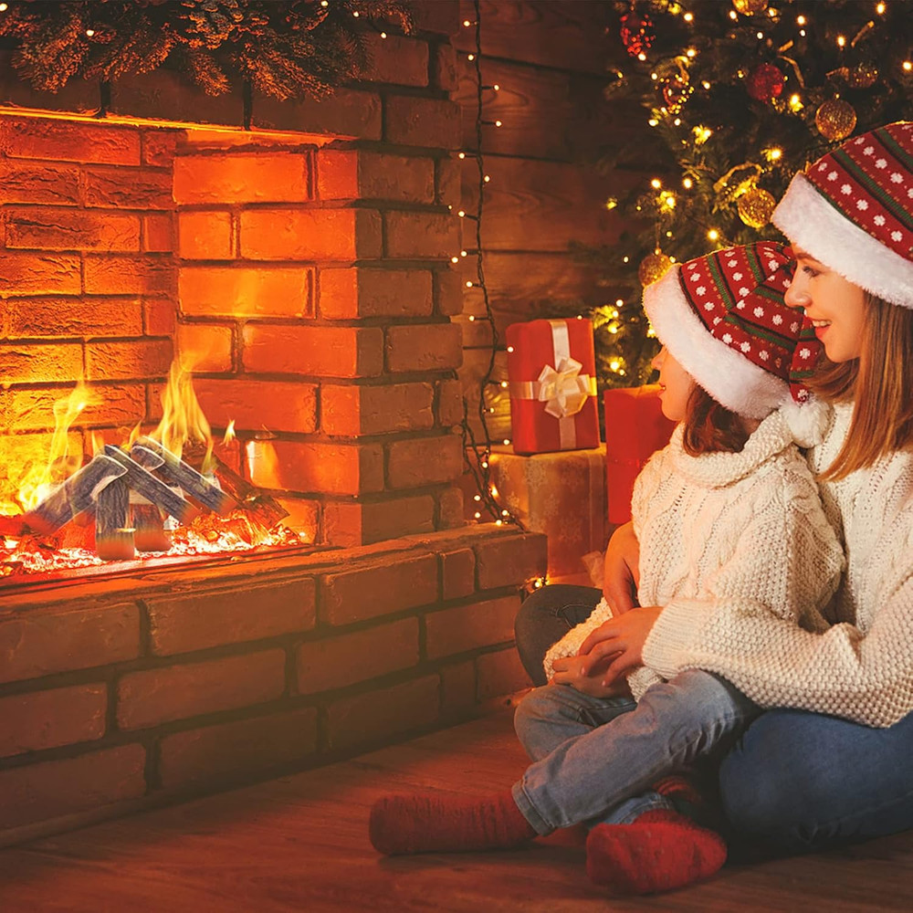 4Pcs Fireplace Ceramic Wood Logs Gas Heat Resistant Realistic Artificial Stackab