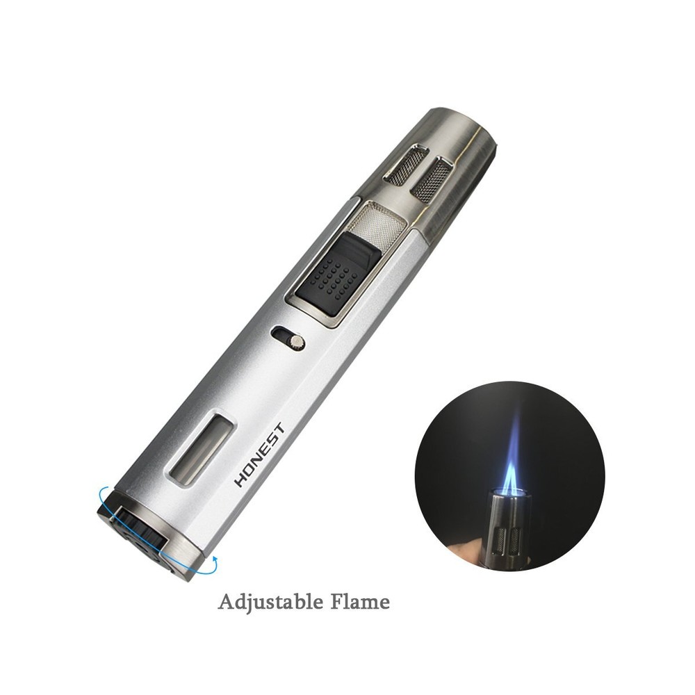Refillable Butane Torch Lighter Adjustable Cigar Gas Lighter 2 Jet Flame Lighter