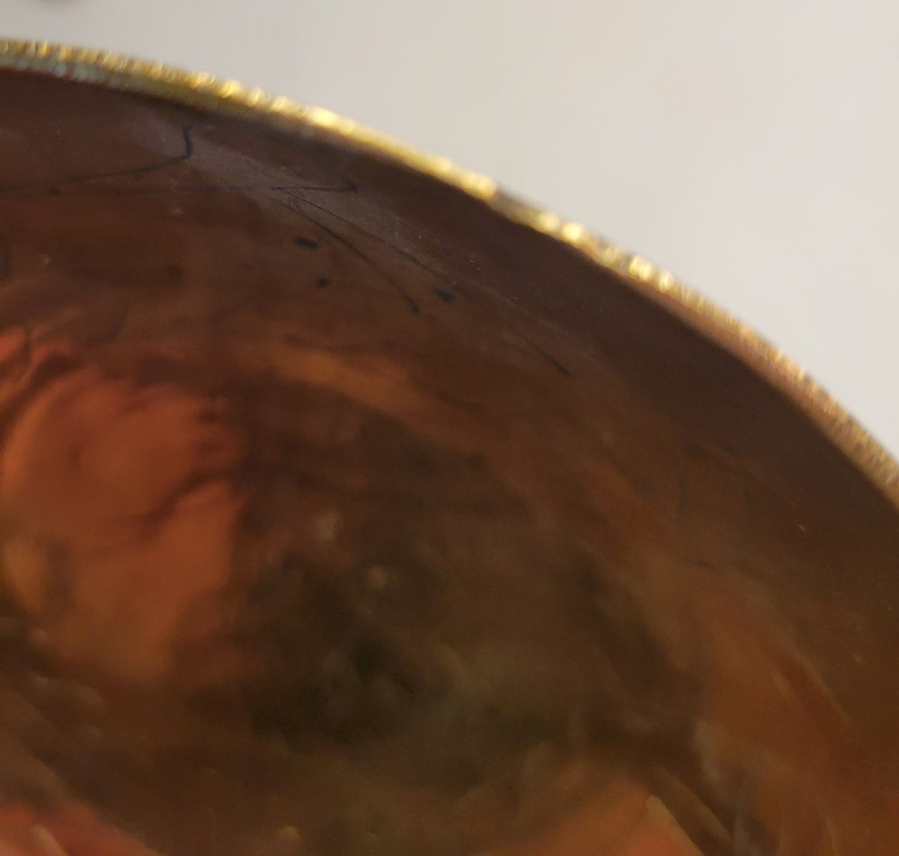 Brass Footed Bowl with Etched Oriental Design