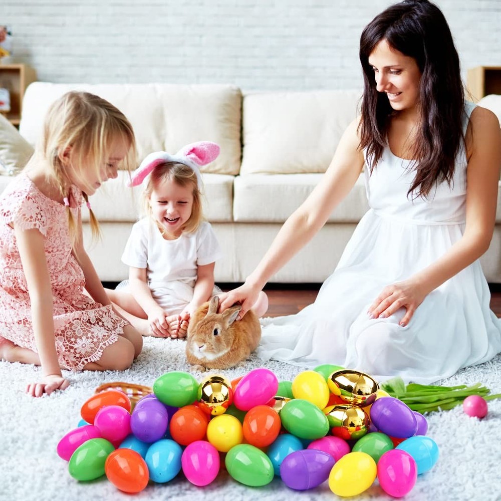 288 Easter Eggs -2.36" Bright Colors Plastic Easter Eggs Empty Include 18 Gol...