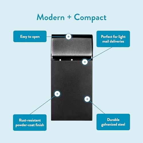 Modern Heritage Vertical Wall-Mounted Mailbox for Outside, Rust Textured Black