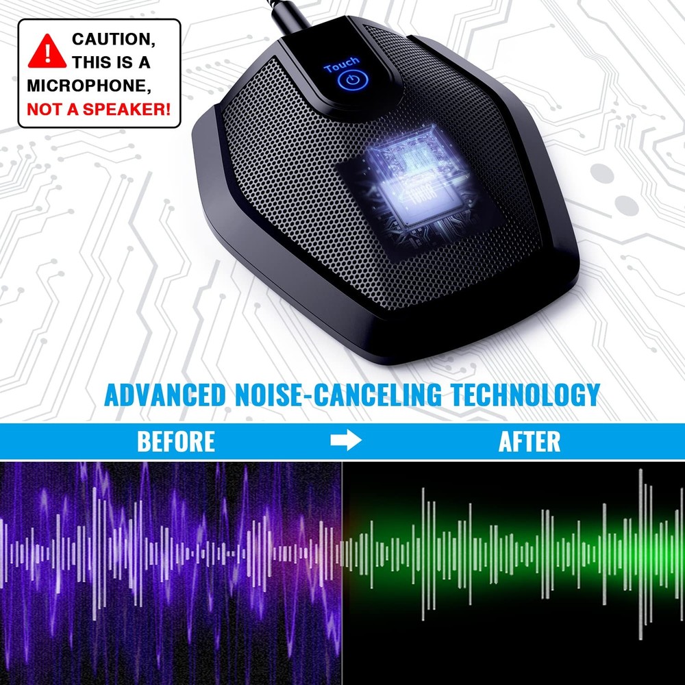 Conference USB Microphone, Omnidirectional Condenser PC Mic for Video Confere...