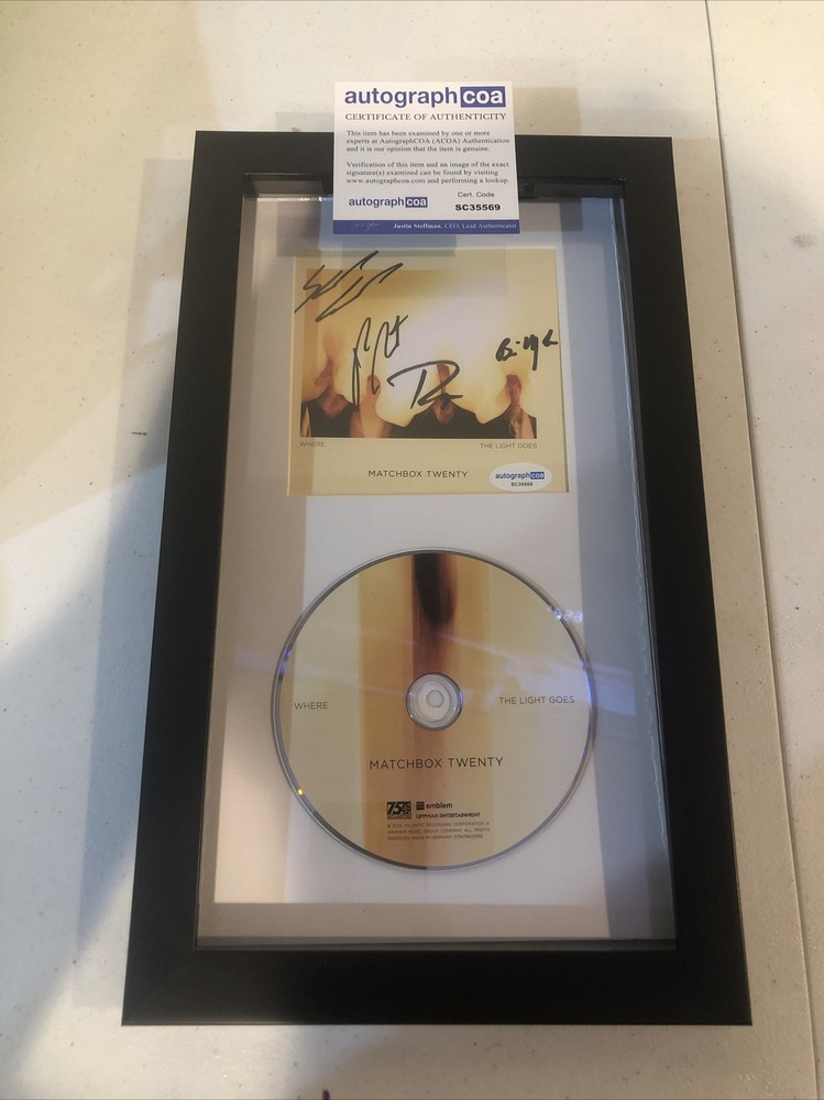 MATCHBOX TWENTY SIGNED AUTOGRAPH FRAMED CD DISPLAY ACOA WHERE THE LIGHT GOES