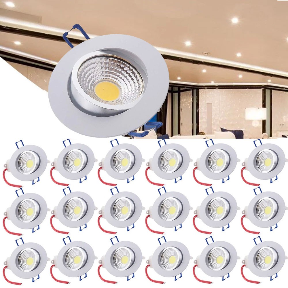 10/20Pcs COB Dimmable 5w Downlight LED Recessed Ceiling Panel Light Spotlight