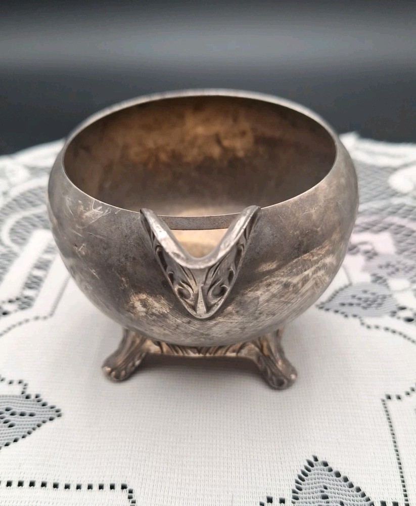 Vtg Silverplated Creamer Bowl Silver On Copper "Milk Jug" Design Missing Handle