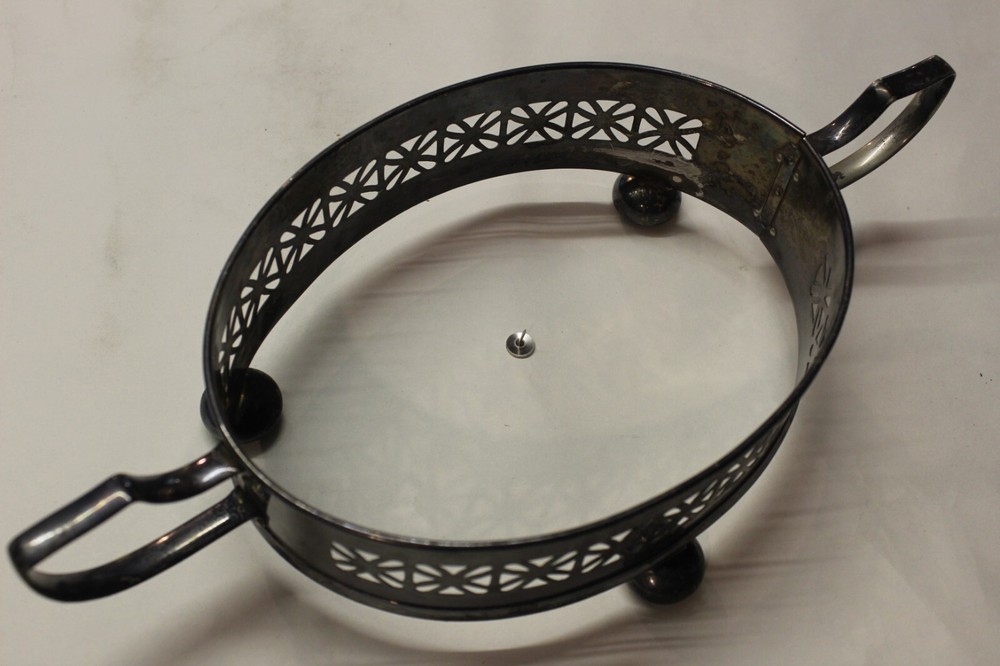 two oval dish holders silver plated