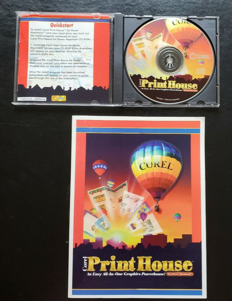 Vtg Corel Print House Macintosh MacOS 7.5 Graphics Program CDFormat NOS 1996