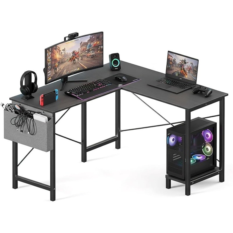 L Shaped Computer Desk Reversible Workstation W/ Storage Bag Easy Assembly New
