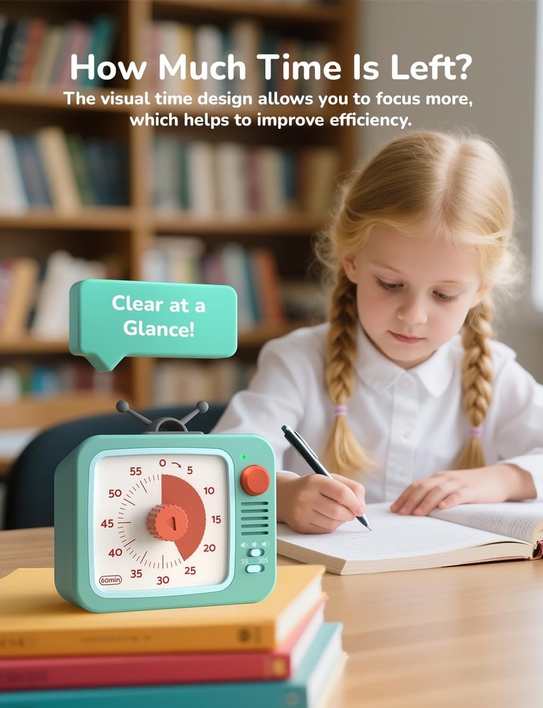 Visual Timer for Kids with Pause Function, 60Minute Countdown Timers for Clas...