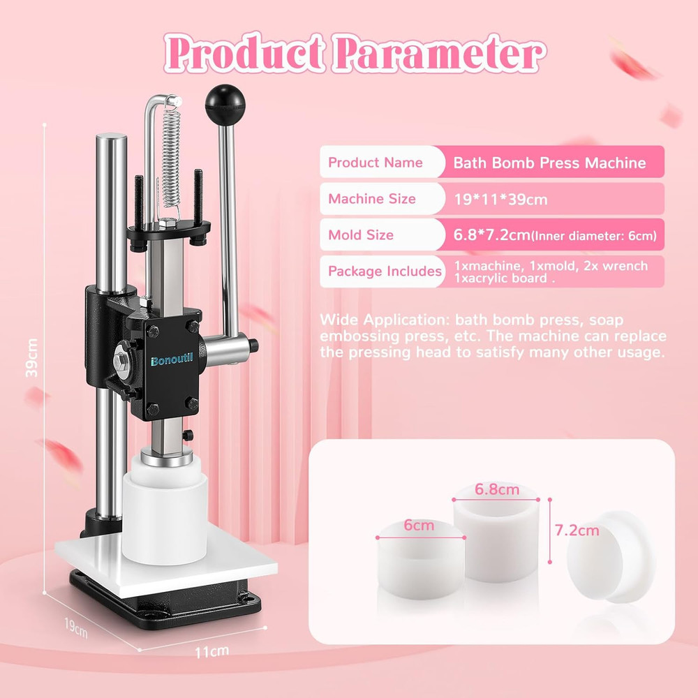 Bath Bomb Press Machine-Heavy Duty Bath Bomb Machine with Mold Kit Adjustable He