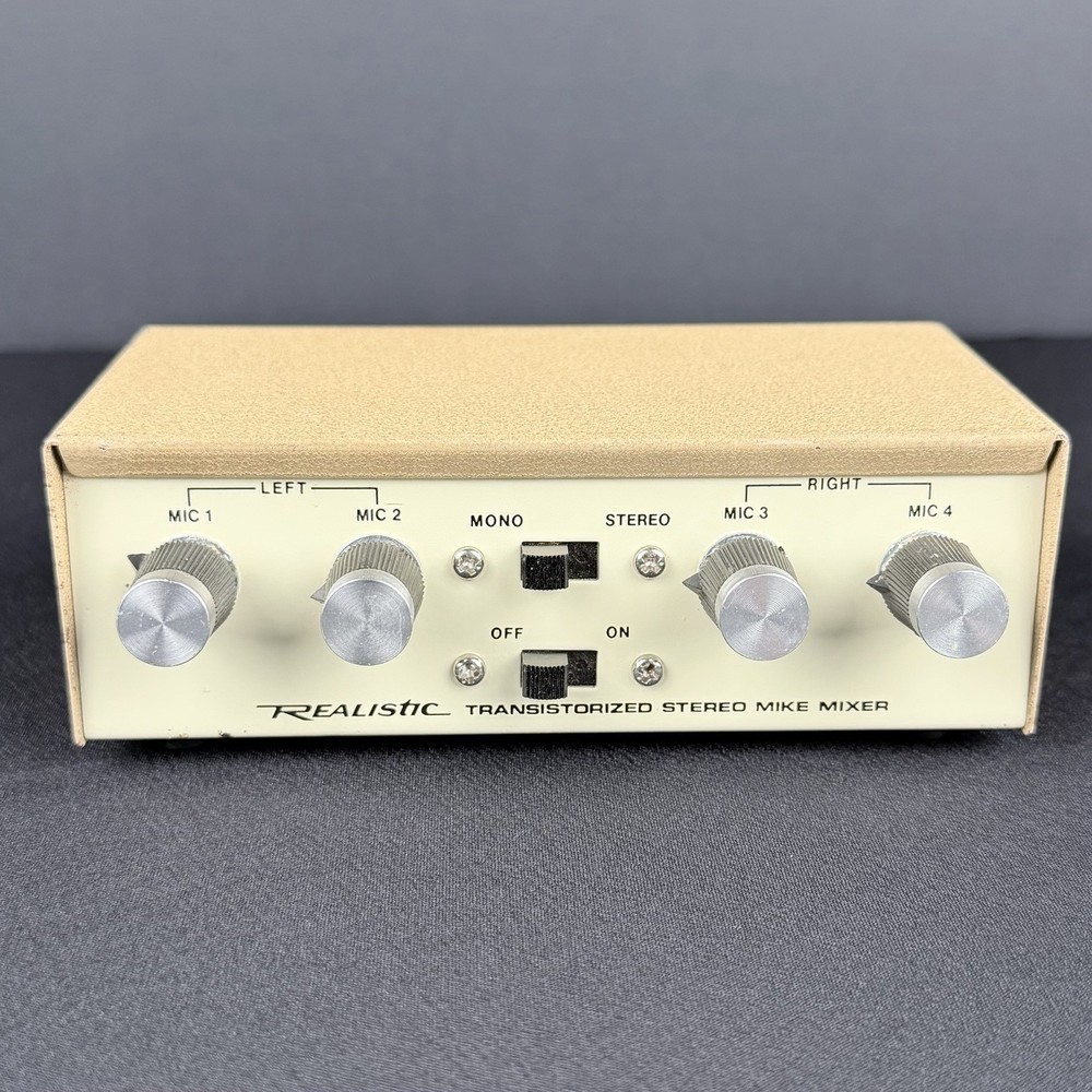 Realistic Transistorized Stereo Microphone Mixer 4 Mic Inputs Tested Working