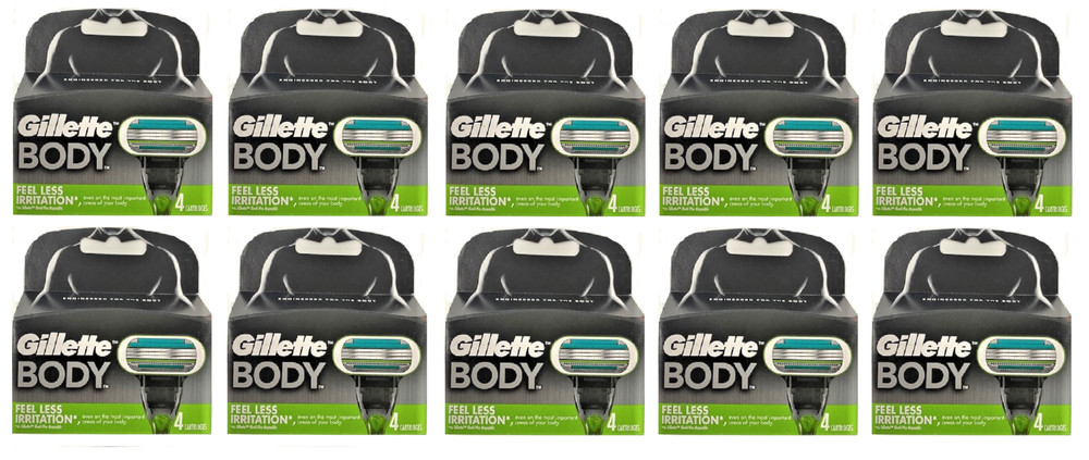 Gillette Body Razor Blade Refills, Shower Safe, 4 Cartridges (10 Pack)