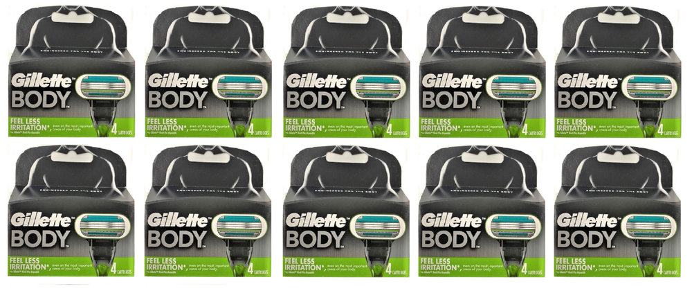 Gillette Body Razor Blade Refills, Shower Safe, 4 Cartridges (10 Pack)