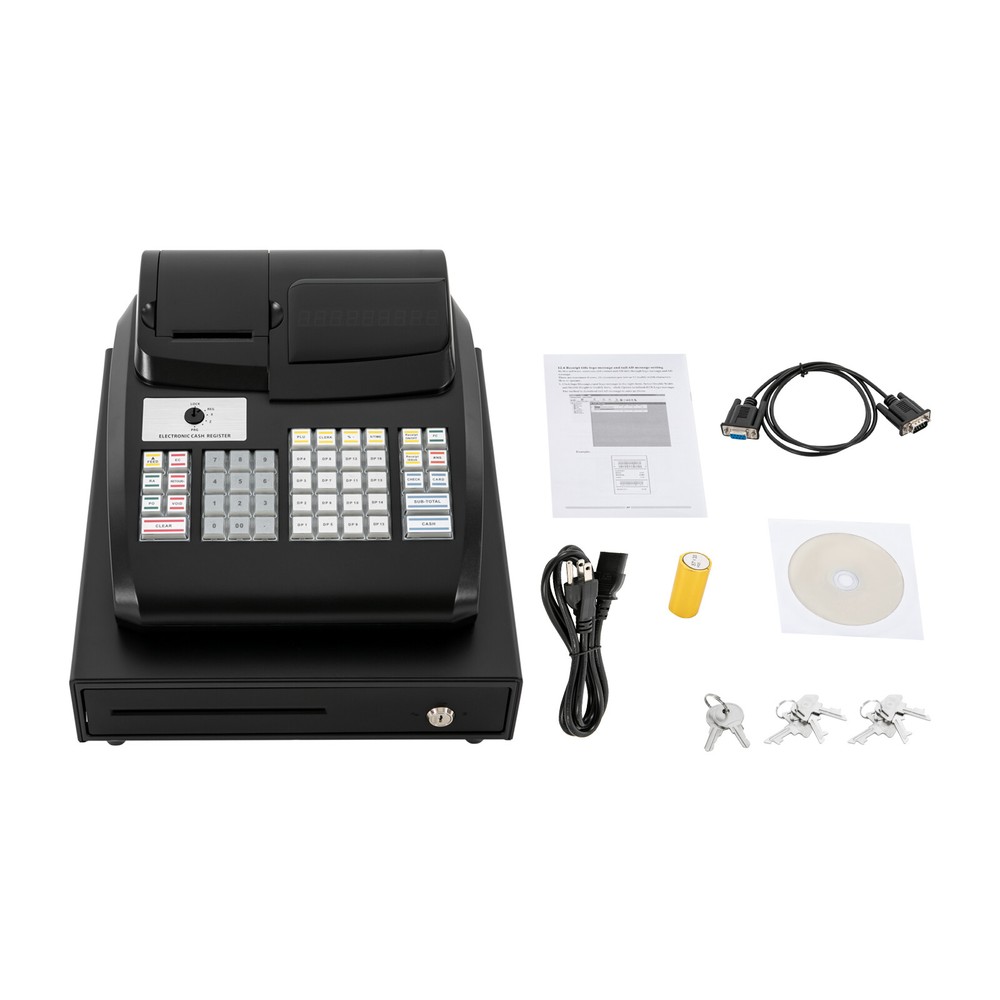 48Key Desktop Electronic Cash Register POS Casher Digital LED Display w/ Drawer