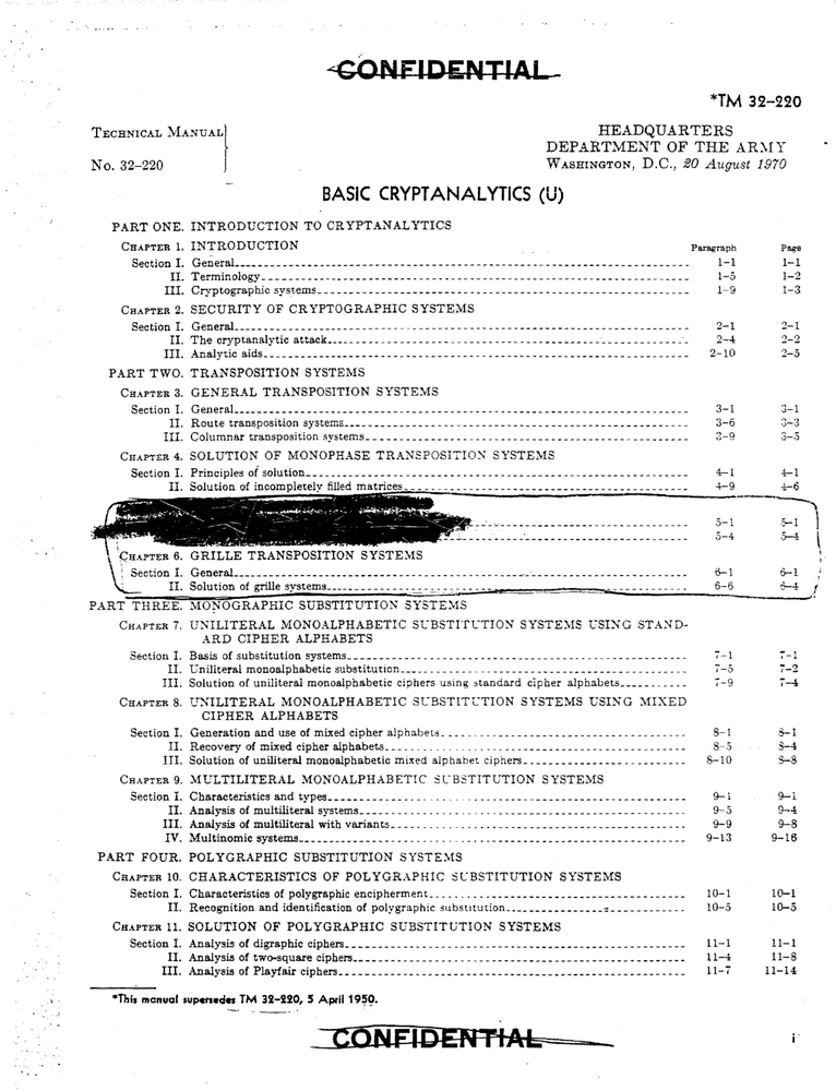 357 Page 1970 Declassified BASIC CRYPTANALYTICS TM 32-220 Technical Manual on CD