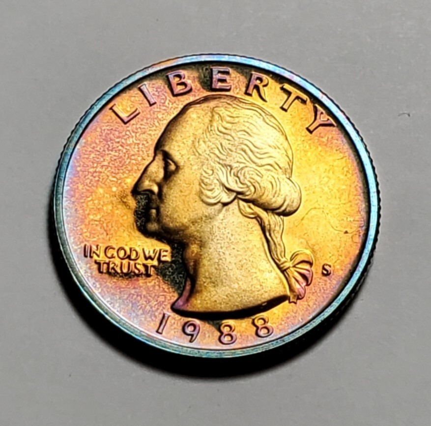 TONED 1988 S WASHINGTON QUARTER PROOF UNC #C1560