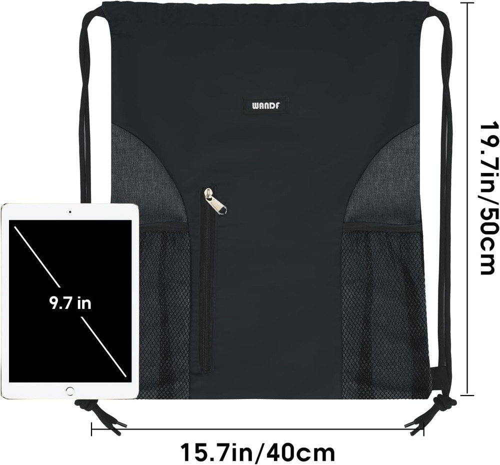 Drawstring Backpack Sports Gym Sackpack with Mesh Pockets Water Resistant String