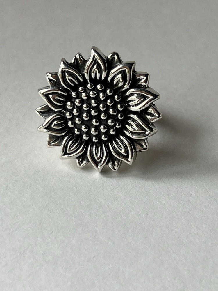 Artisan Sunflower Ring 925 Sterling Silver Size 8 Boho Statement Piece