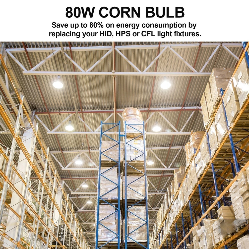 2X 480V 80W LED Corn Light E39 Base Commercial Warehouse High Bay Light 12000lm