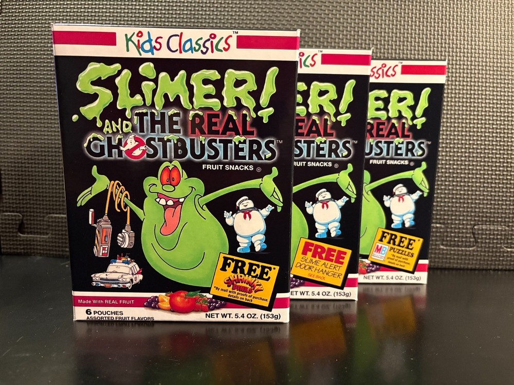 Slimer the Real Ghostbusters fruit snacks - 3 empty custom design display boxes