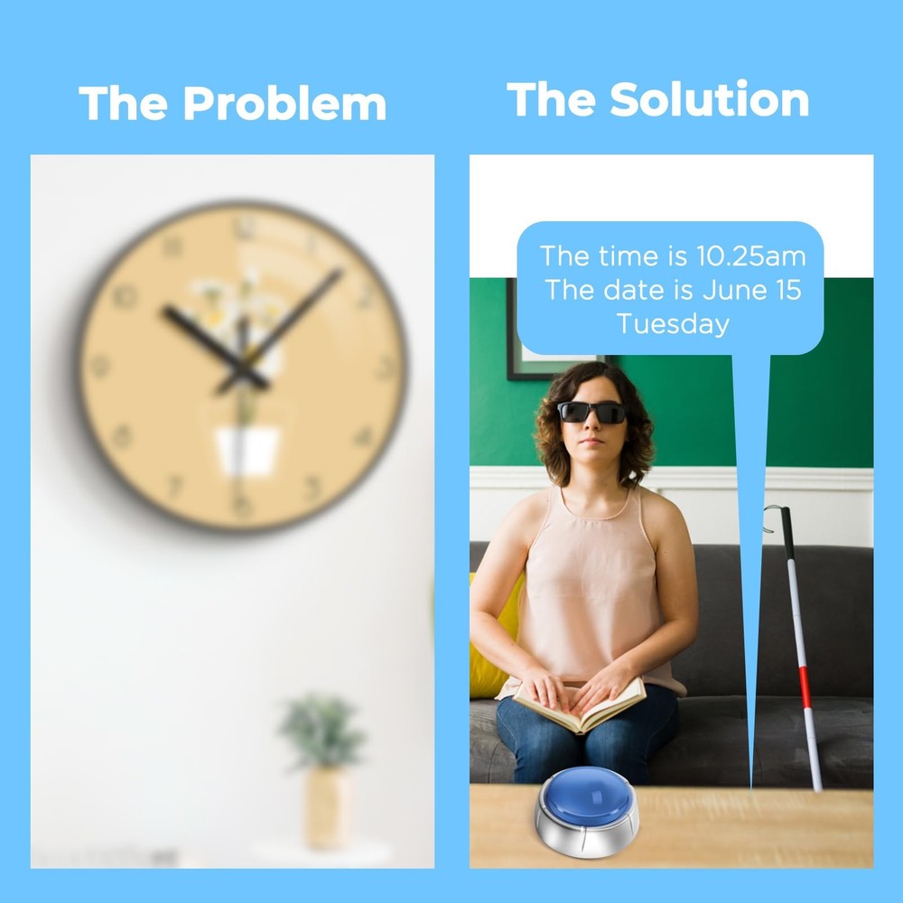 Talking Button Clock Talking Alarm Clock for Blind Talking Clock Volume Contr...