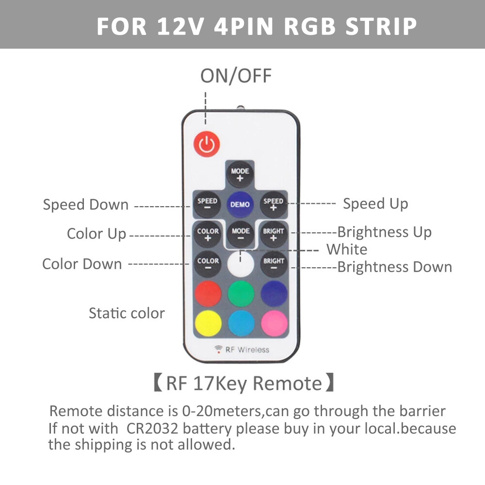 12V 4Pin SATA RGB LED Controller PC Computer Case Lighting + RF Remote Control