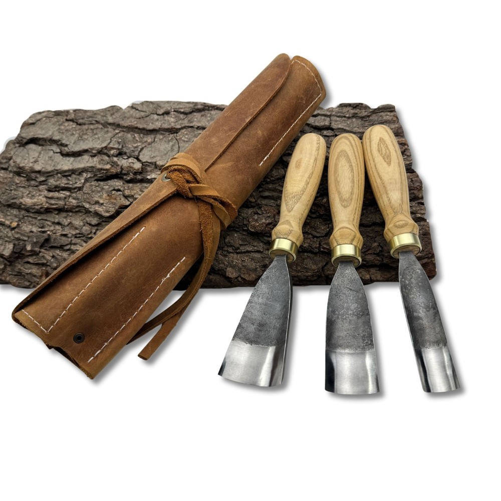 Wood Carving Gouges Hand Forged Carbon Steel Spoon Bowl Carving Tools Ash Handle