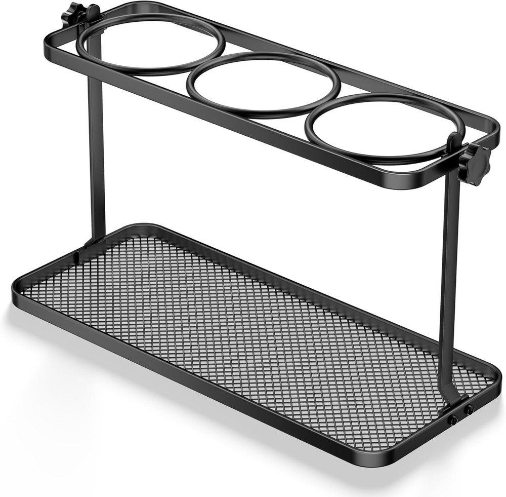Wall-Mounted Adjustable Hair Tool Organizer - Multi-Position Storage (Black)