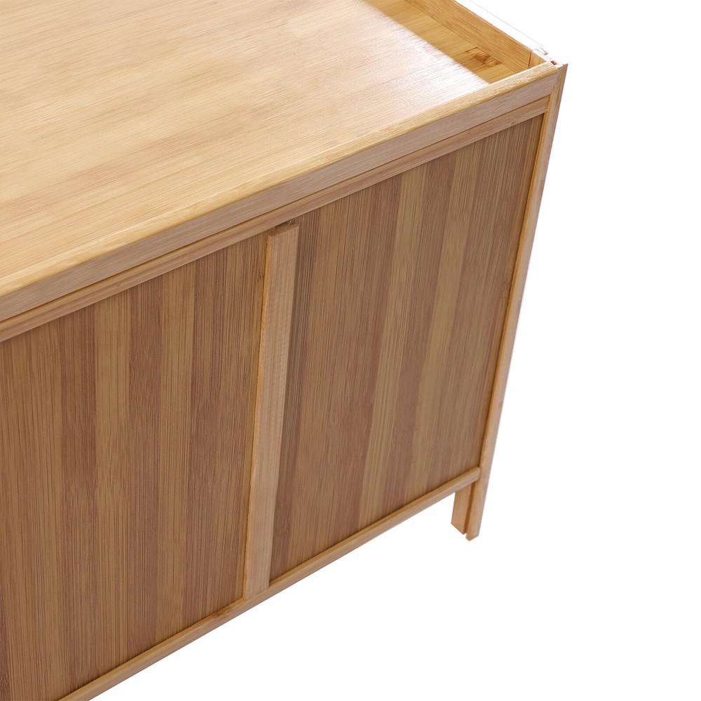 Modern Bamboo End Table with Drawer - Versatile Bedroom Side Table