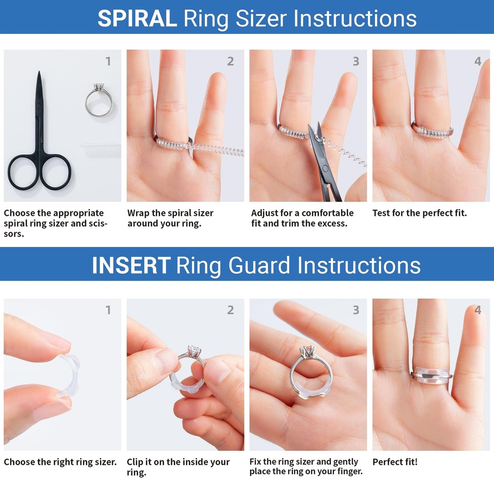 Ring Sizer Adjuster for Loose Rings, 64-Piece Set with 3 Types (Spiral...