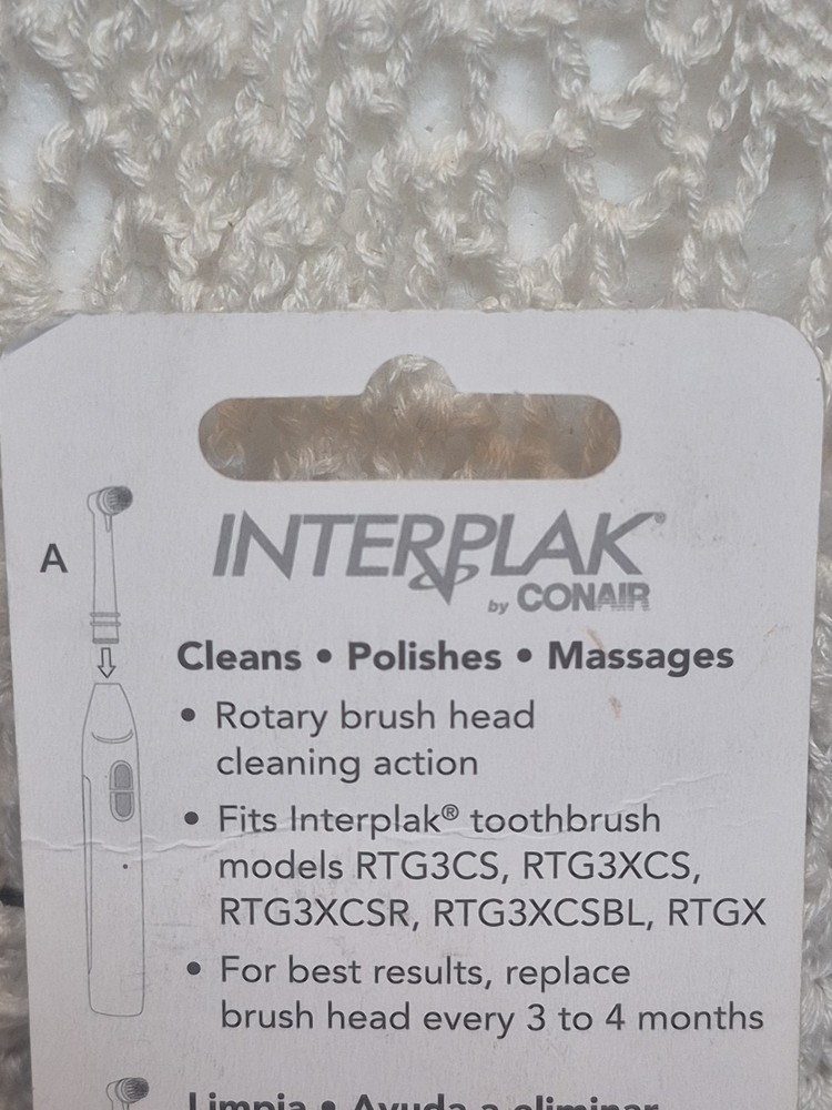 INTERPLAK by Conair Opticlean Replacement Brush Heads 2 Pack Sealed In Package