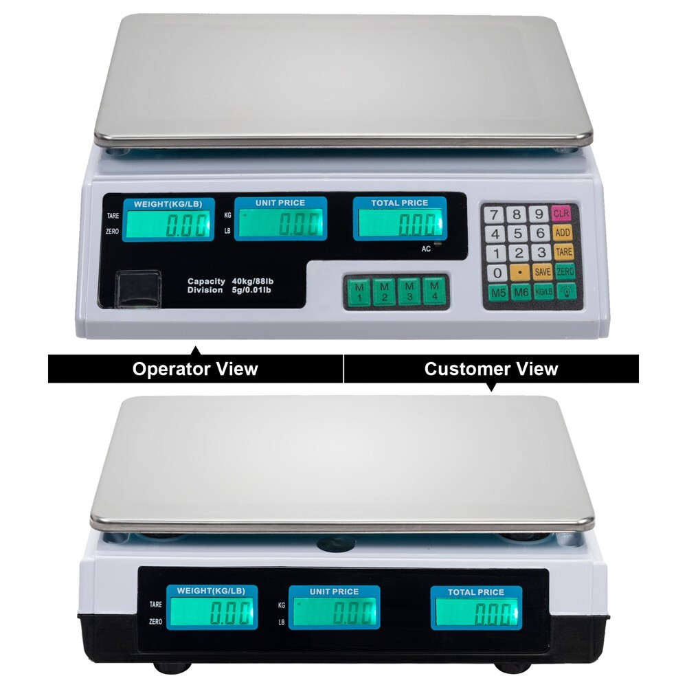 ACS-30 40kg/5g Digital Price Computing Scale for Vegetable US Plug Silver &White