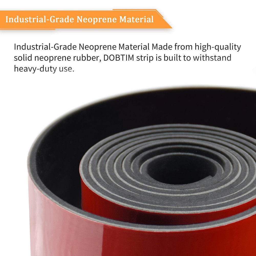 Solid Neoprene Rubber Strips Adhesive Backing 1/8 Inch Thick 2 Wide 10 Ft Long