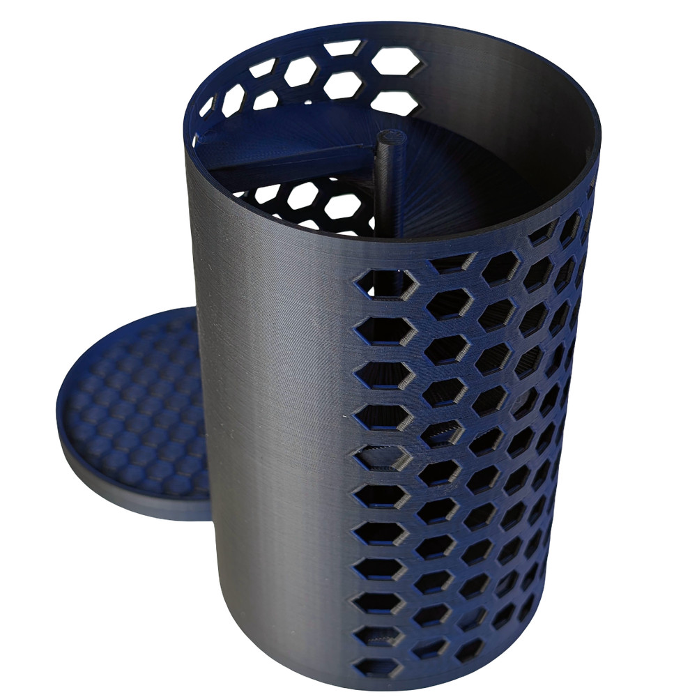 Supportive Solutions Hexagons Dice Tower - One Size Black & Blue - New, Handmade