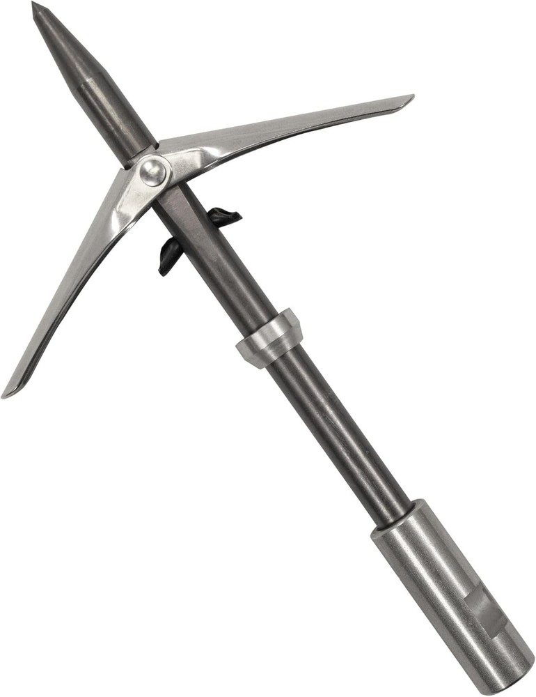 Twin Barb Double Wing Pole Spear Tip Stainless Steel