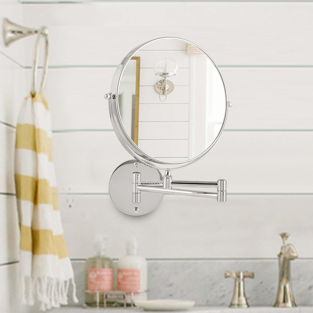 9" Wall Mounted Makeup Mirror with 1X/10X Magnification, Double Sided Magnifying