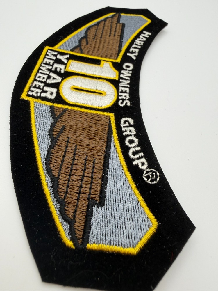Harley Davidson Owners Group Biker Patch 10 Year Member Iron On Patch