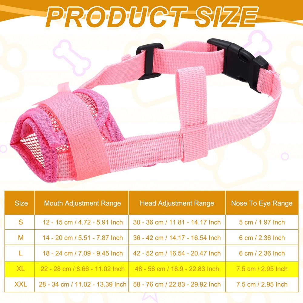 Dog Muzzle, Soft Mesh Muzzle Mouth Guard Cover(Pink, XL)