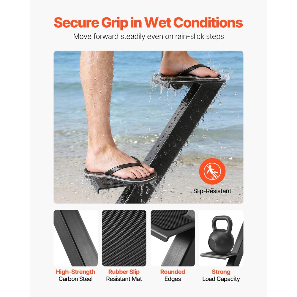 Uimoso Durable Boat Trailer Steps with Handle - 3-Step Side Mount Design