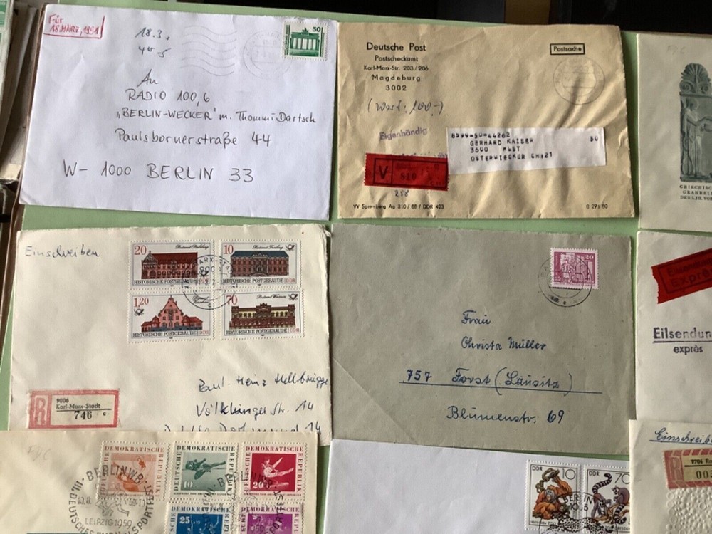 German Democratic Republic 12 postal stamps covers Ref A1660