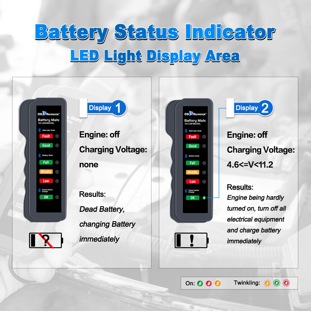 Battery Tester 12V BM310 Digital Analyzer Indicator Alternator Voltage Checker