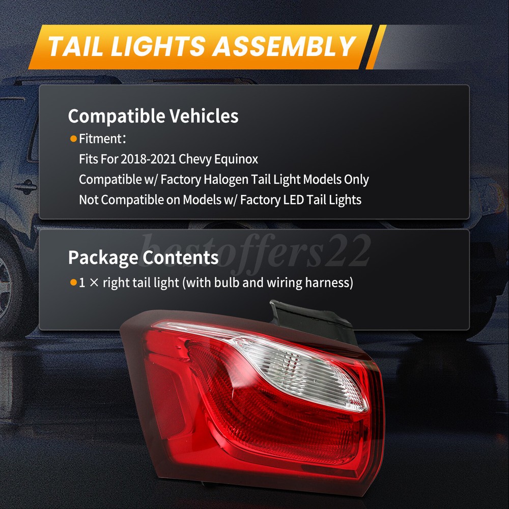 For 2018-2020 Chevy Equinox Driver Side Halogen Tail light Assembly Outer LH