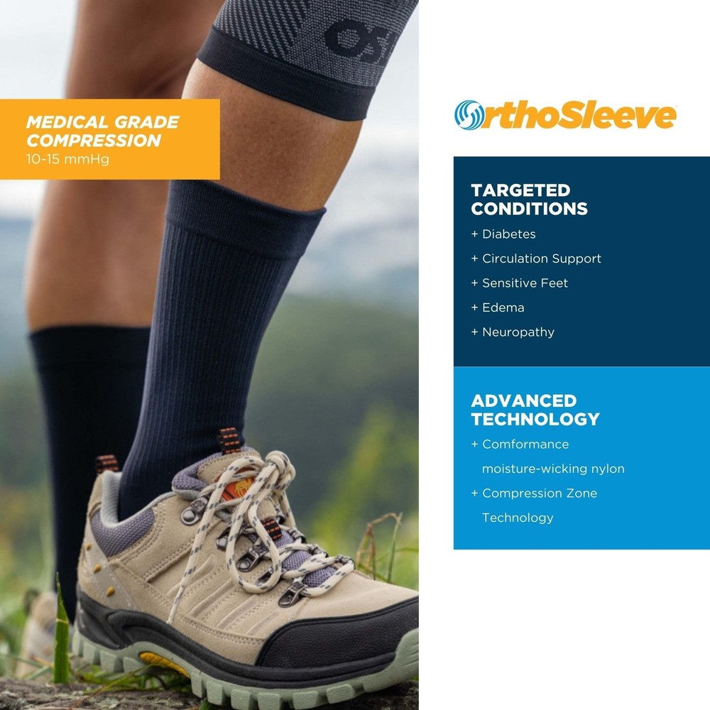 OrthoSleeve Diabetic & Neuropathy Socks (3 Pack) Medium White Crew