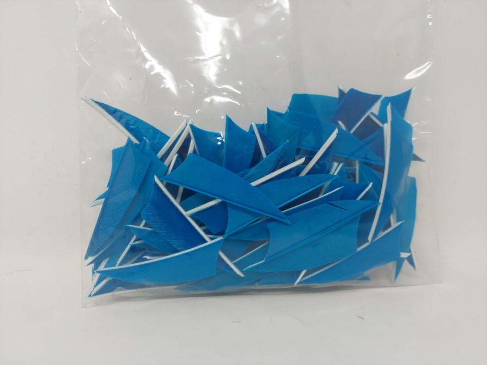 83 Count Bullseye Feathers 2" Right Wing: Shield Whisper Solid Turquoise Blue