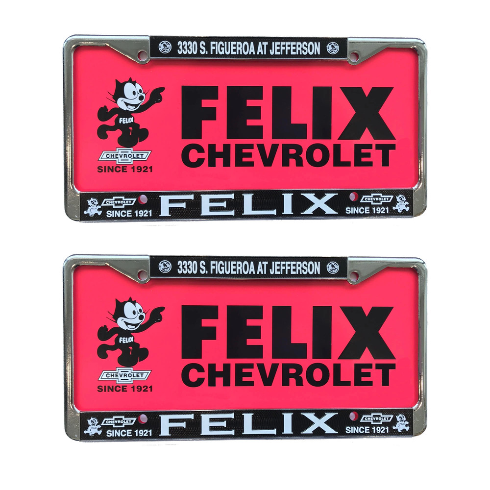2 Plastic Chrome License Plates with 2 Pink Plastic Inserts