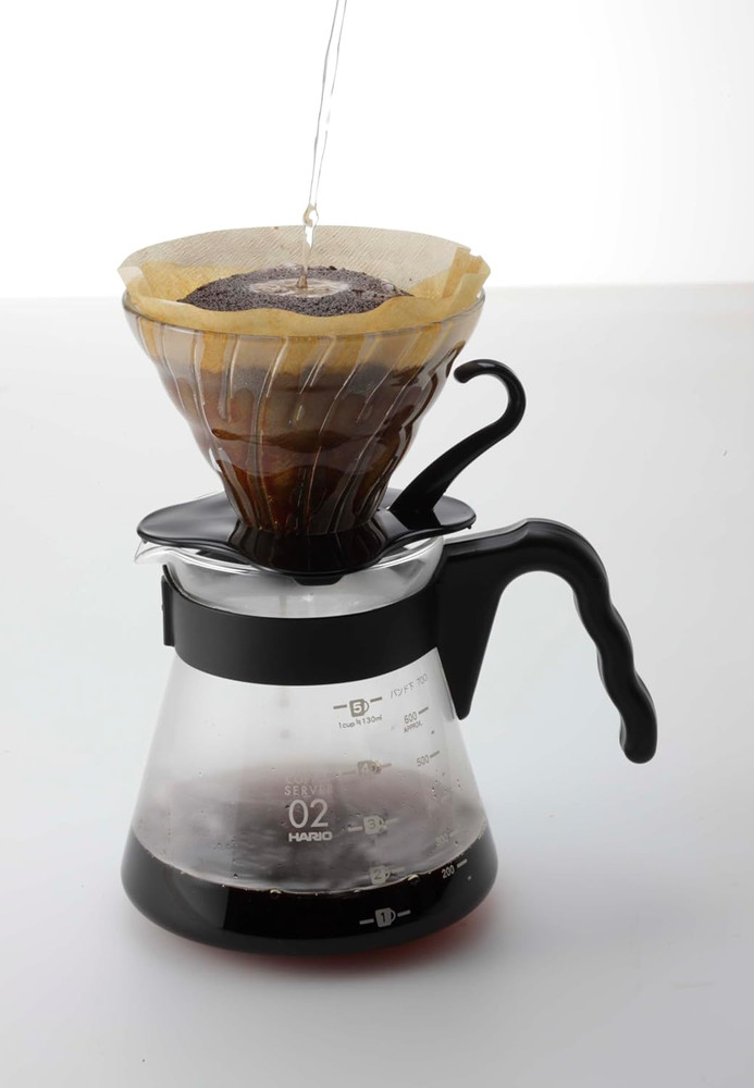 V60 Glass Coffee Dripper, Size 02, Black