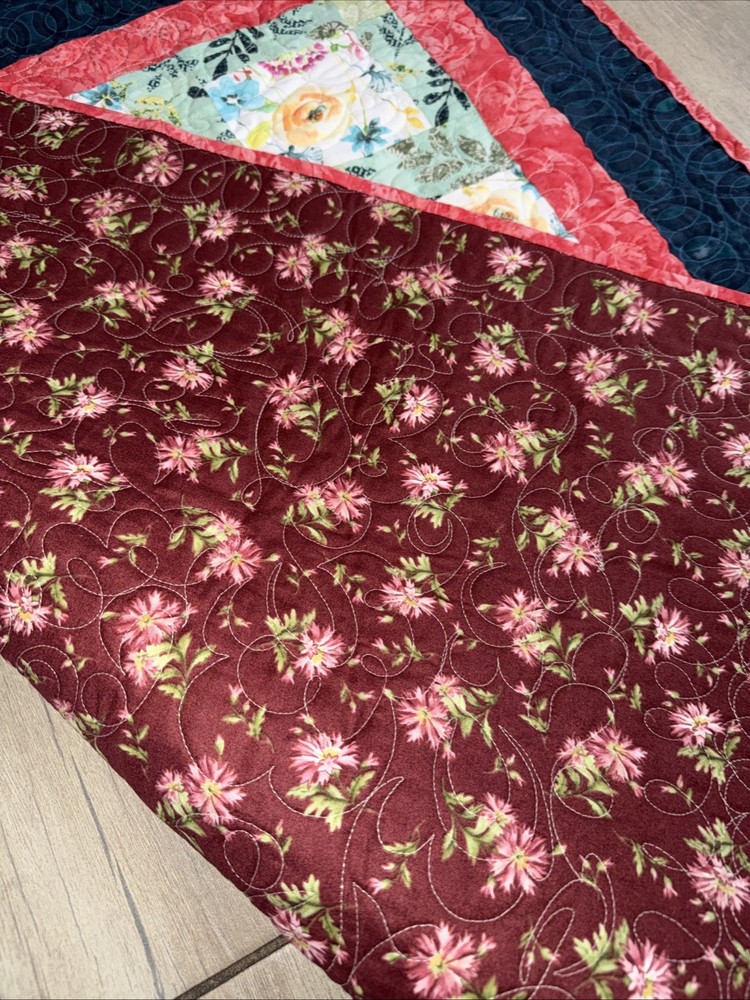 Handmade Baby Patchwork Quilt Blanket Floral Pattern 32x32