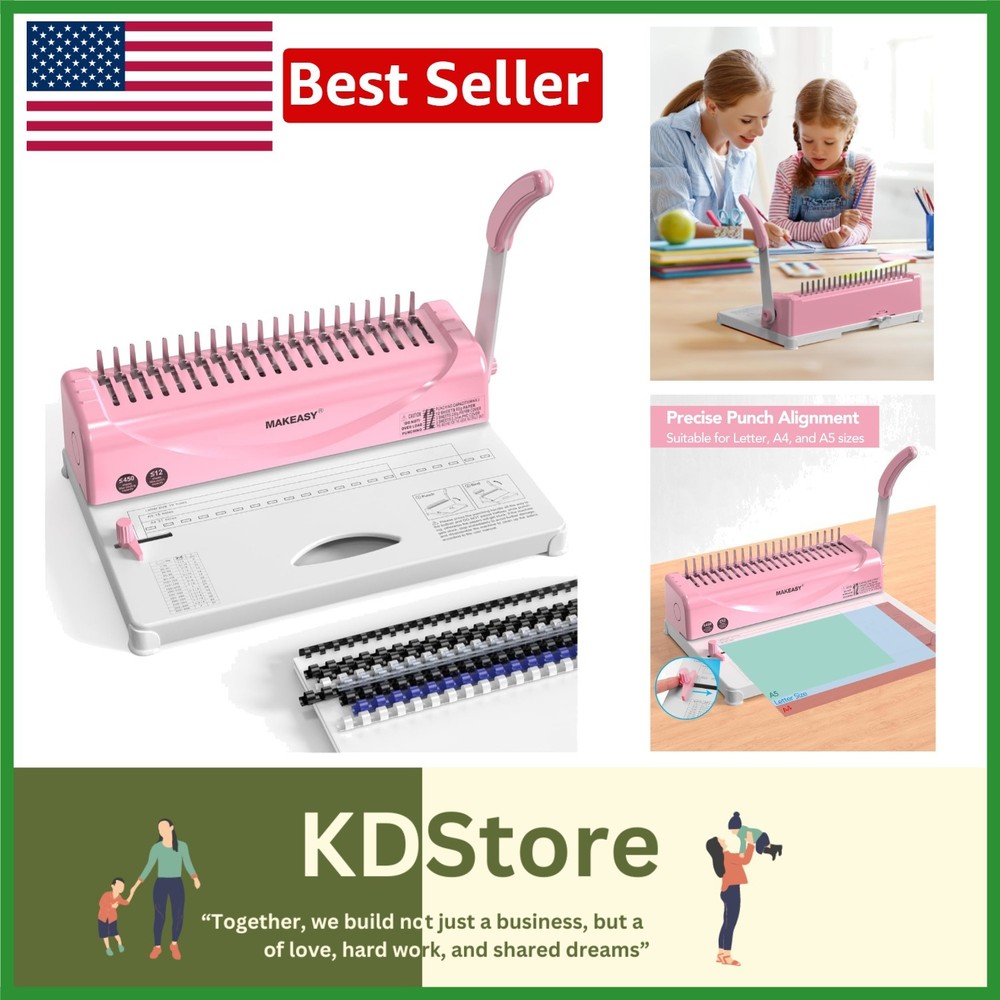 Durable Metal Comb Binding Machine: 400 Sheet Capacity for Easy Document Binding