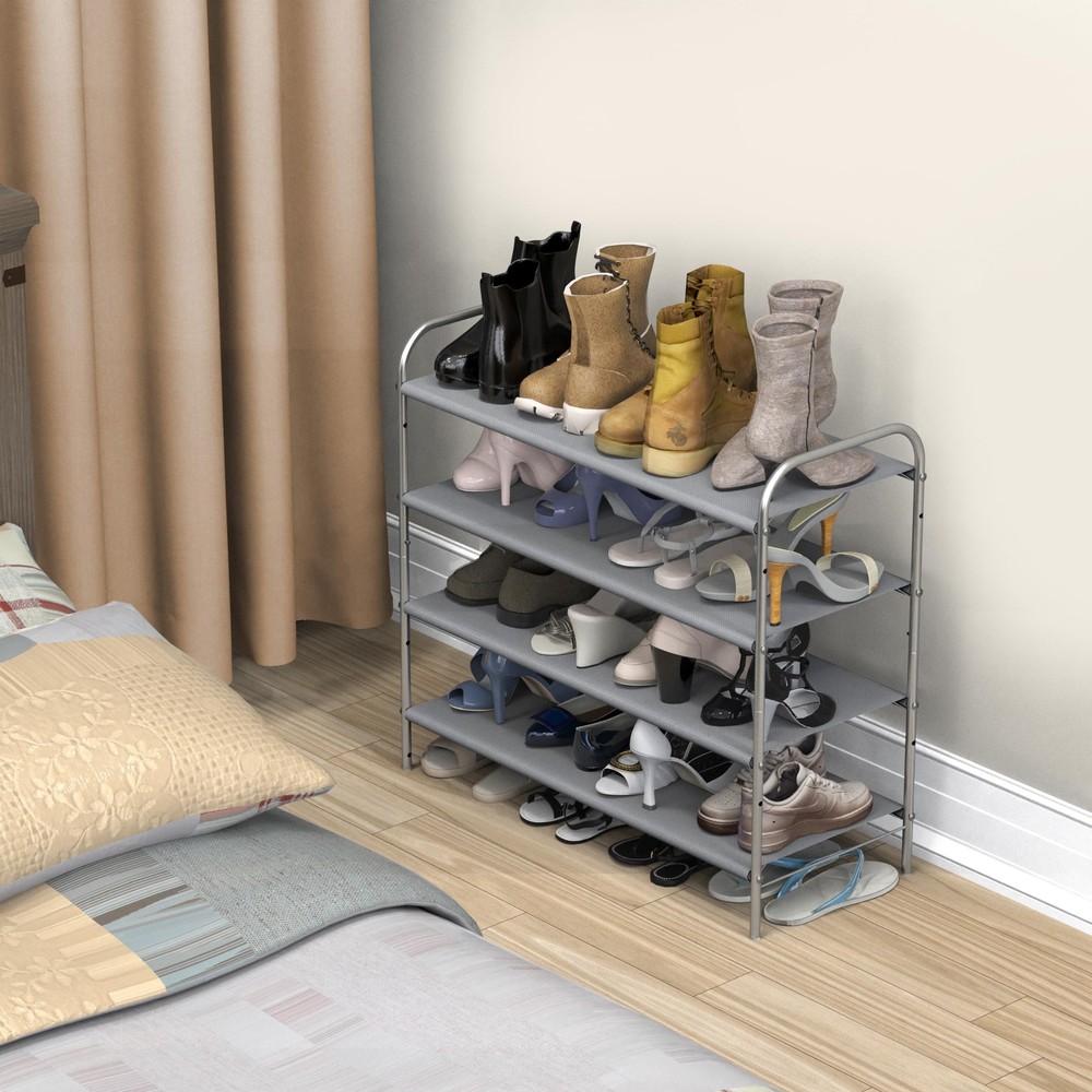 Simple Houseware 4-Tier Shoe Rack Storage Organizer 20-Pair, Grey 4-Tier,