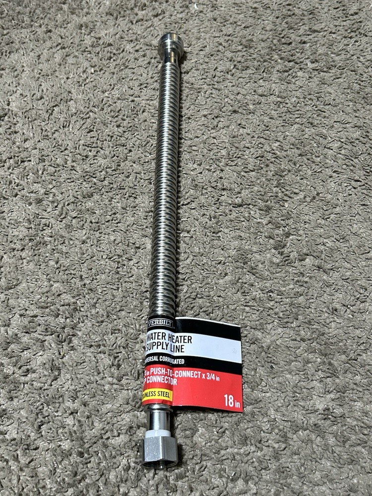 Everbilt Water Heater Supply Line Stainless Steel 3/4" FIP x 3/4" x 18" NEW